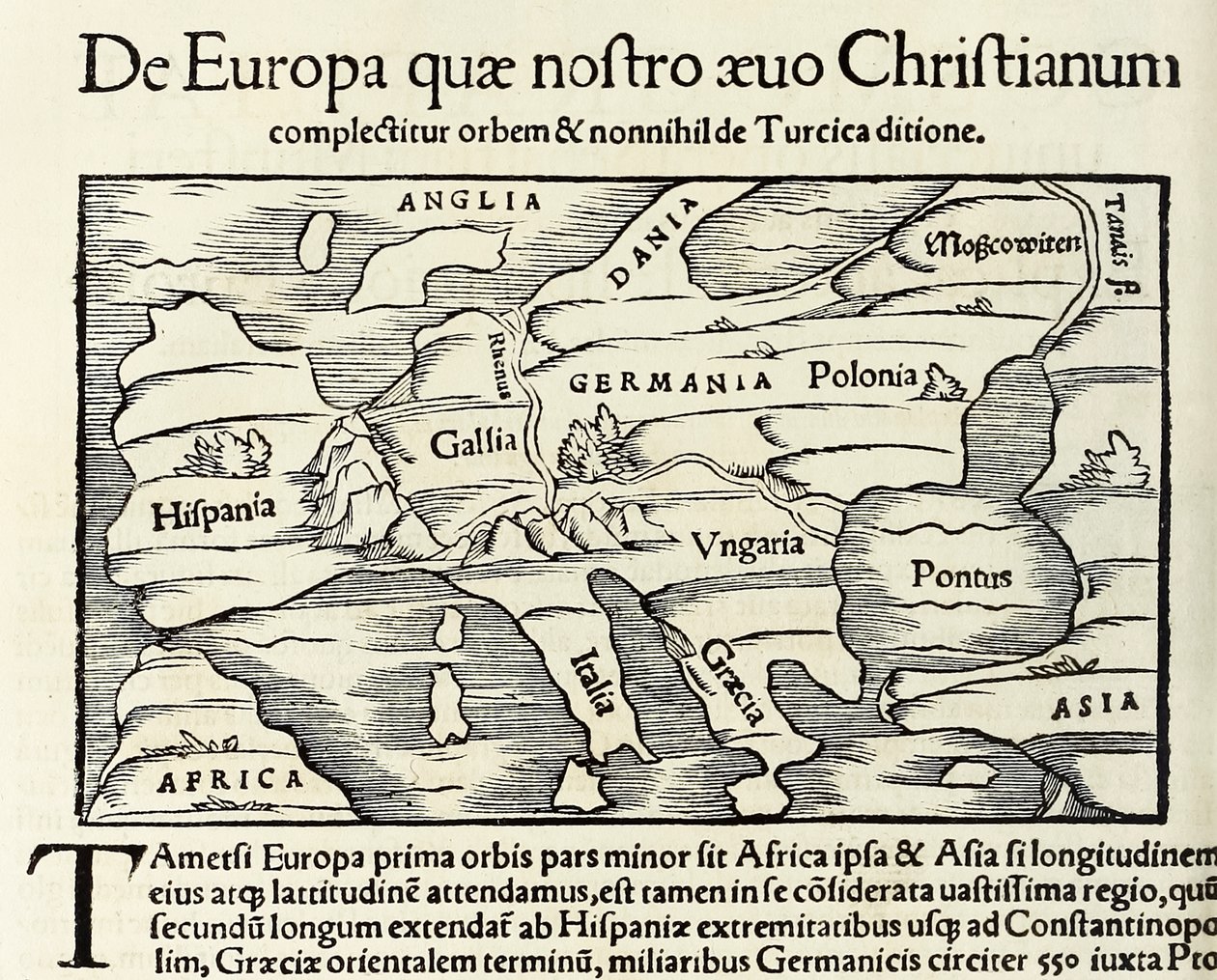 „De Europa, quae nostra aeuo Christianum” mapa chrześcijańskiej Europy z wydania „Cosmographia” Sebastiana Munstera z 1550 r. (drzewryt) autorstwa Sebastian Munster