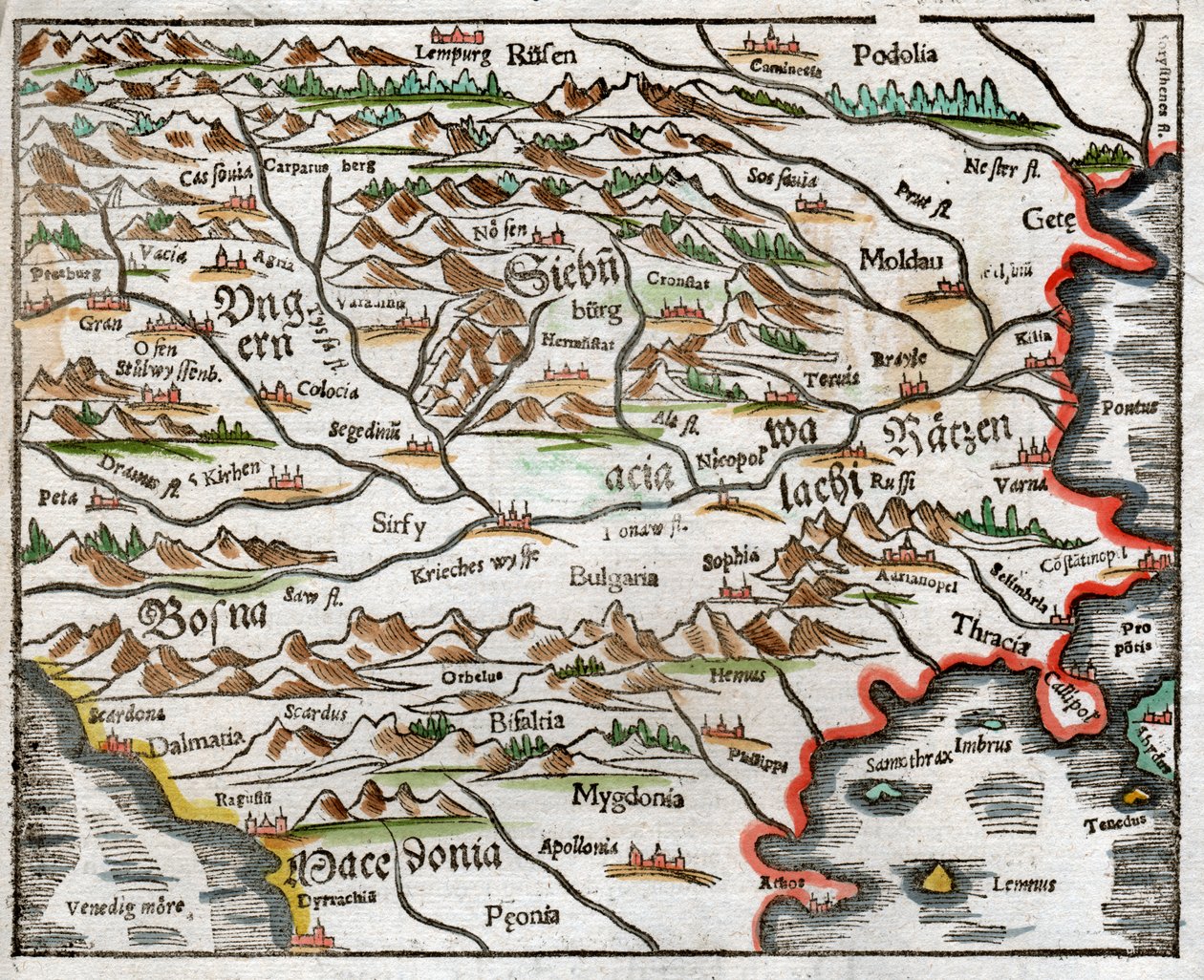 Europa Wschodnia i Bałkany 1575 autorstwa Sebastian Munster