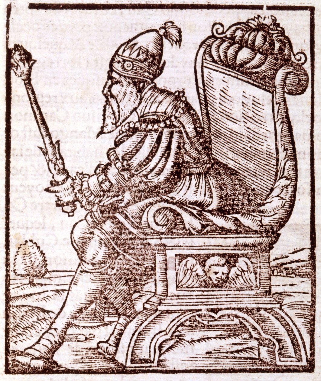 Qubilai (Kubilai Khan, pierwszy cesarz mongolskiej dynastii Yuan (1215-1294) - w „Kosmosografii” S. Munstera. Paryż autorstwa Sebastian Munster