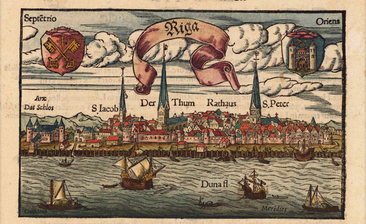 Ryga Z Kosmografii, ok. 1568 autorstwa Sebastian Munster
