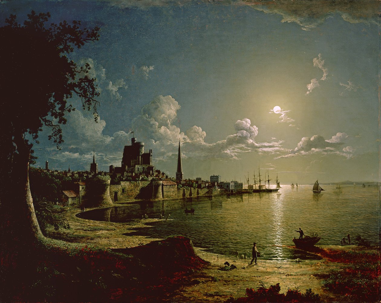 Scena w świetle księżyca, Southampton, 1820 autorstwa Sebastian Pether