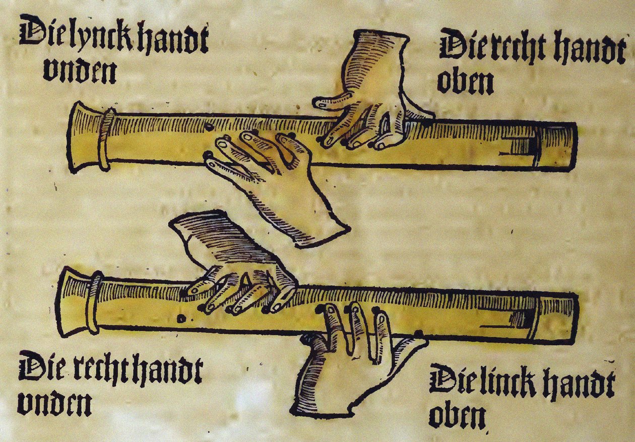 Recorder Duo (z Musica gotutscht Sebastianusa Virdunga) Virdung, Sebastian (1465-1511) autorstwa Sebastian Virdung