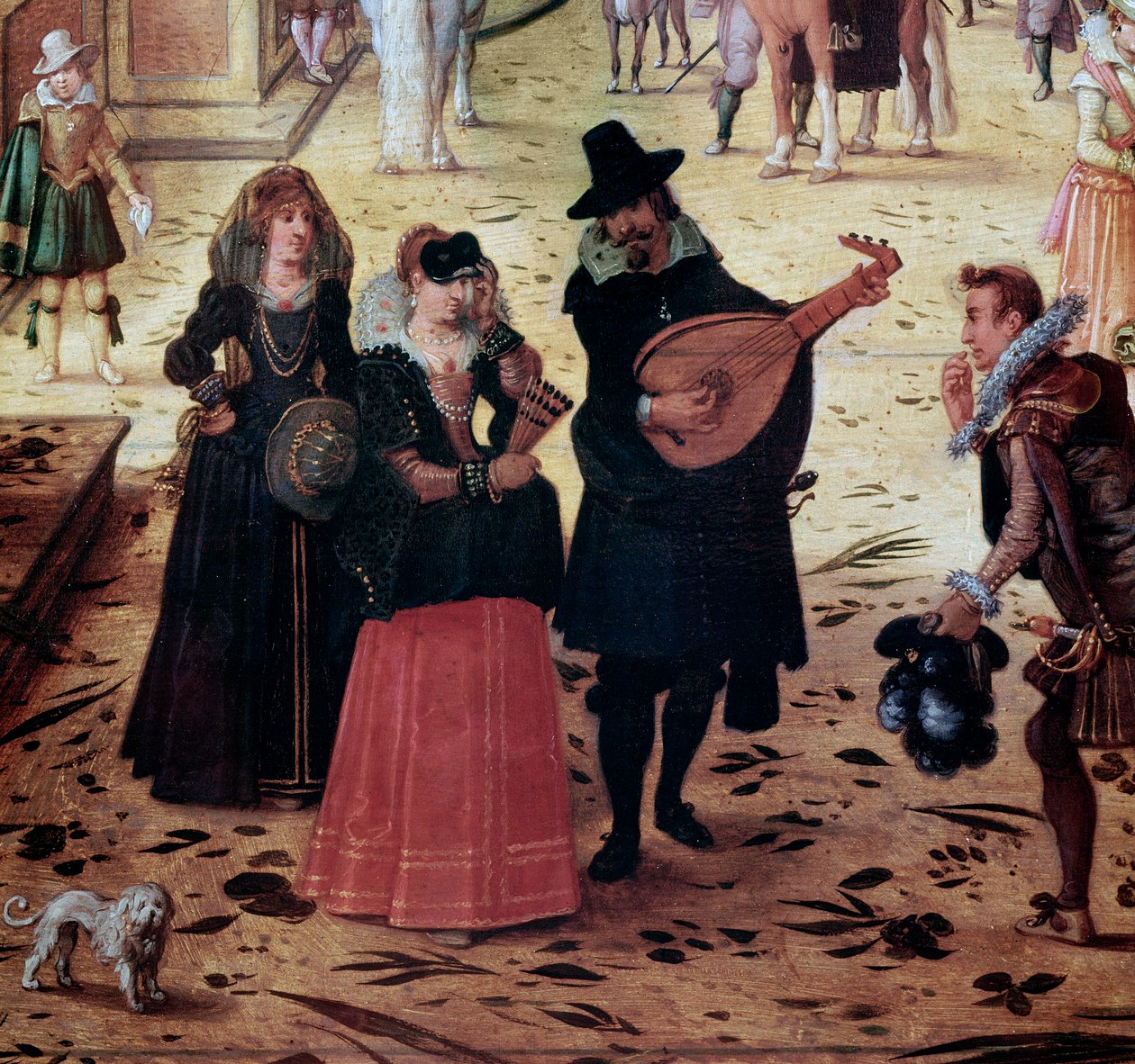Krajobraz z willą Medicis w Rzymie, Włochy (Pejzaż z willą Medicis, Rzym, Włochy) Detail Elegant Walkers and Musicians in the Park - Obraz Sebastiana Vrancxa (1573-1647) XVII-wieczne Museo Nazionale di Capodimonte w Neapolu autorstwa Sebastian Vrancx