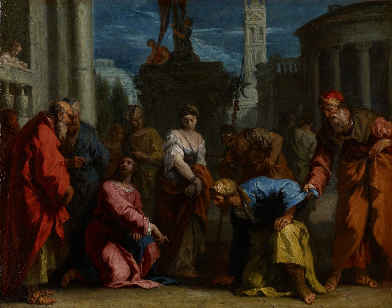 Chrystus i kobieta przyłapana na cudzołóstwie, ok. 1710 autorstwa Sebastiano Ricci