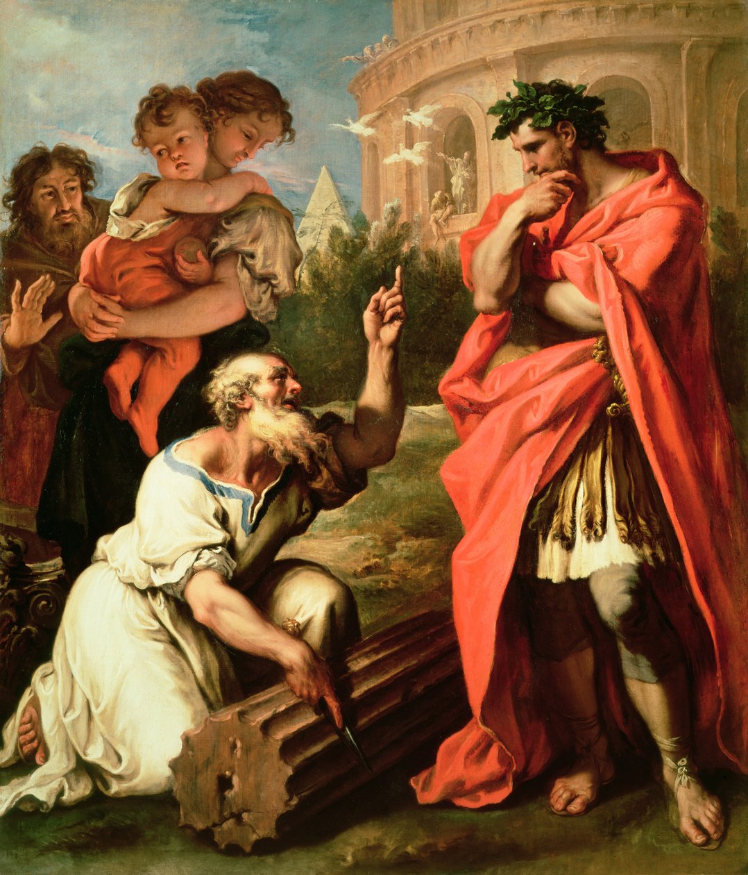Tarquin Starszy konsultuje się z Attusem Neviusem Augurem autorstwa Sebastiano Ricci