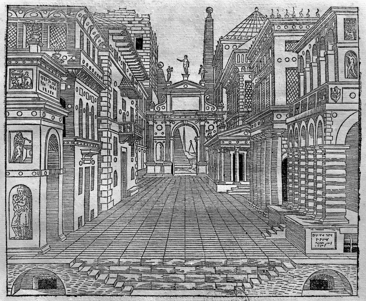 د یوې غمجنې صحنې پولی لپاره ډیزاین ترتیب کړئ autorstwa Sebastiano Serlio