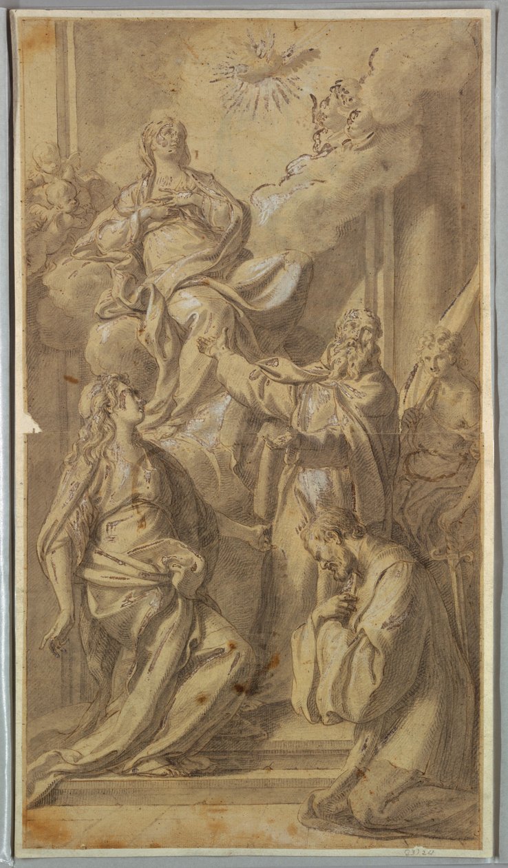 Rysunek Madonna i święci, ok. 1730 r. autorstwa Sebastiano Conca