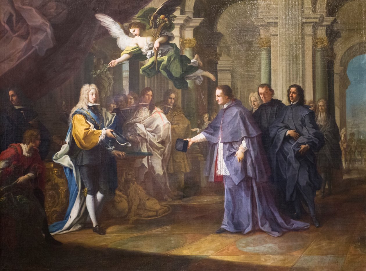 Spotkanie kardynała Felipe Chigi Zondadari z królem Hiszpanii Filipem V autorstwa Sebastiano Conca