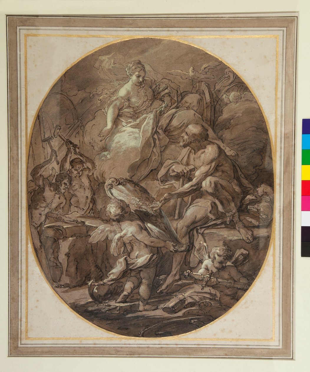 Wenus w Kuźni Wulkana (pióro i brązowy tusz oraz brązowe pranie) autorstwa Sebastiano Conca