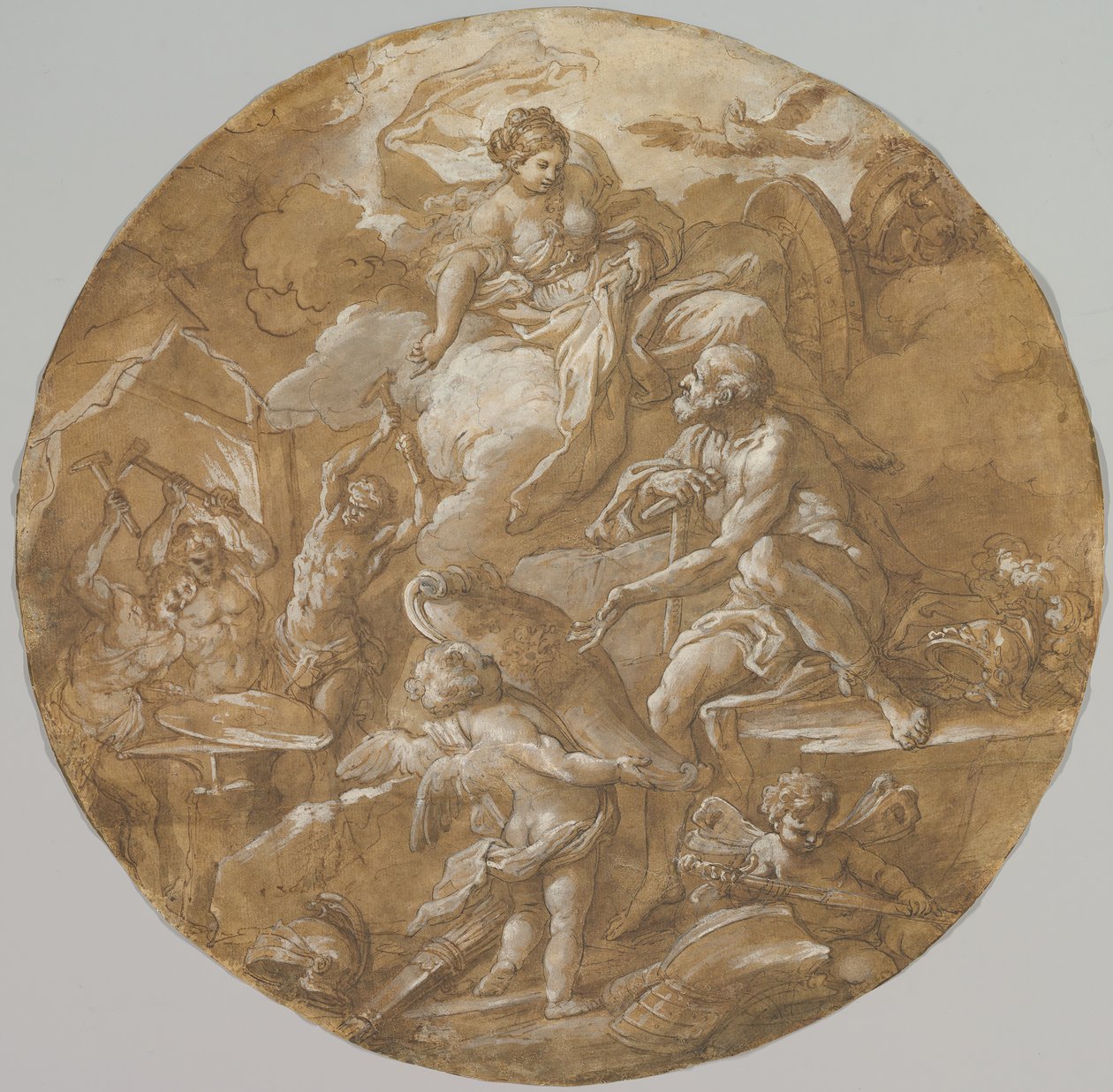 Wenus w kuźni Vulcan recto, Szkice z dwoma Putti verso, ca. 1716-18. autorstwa Sebastiano Conca