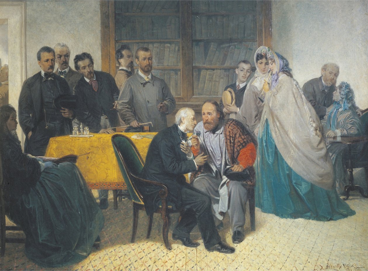 Giuseppe Garibaldi z wizytą u Alessandro Manzoniego 15 marca 1862 r. autorstwa Sebastiano de Albertis