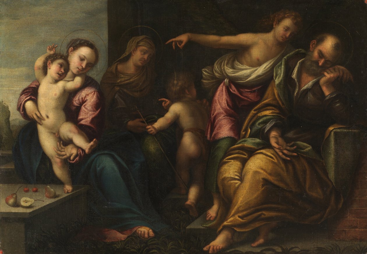 Dziewica i Dzieciątko z Dzieciątkiem Św. Jan, Św Elżbieta i Zwiastowanie Józefowi, ok. 1540 autorstwa Sebastiano Florigerio