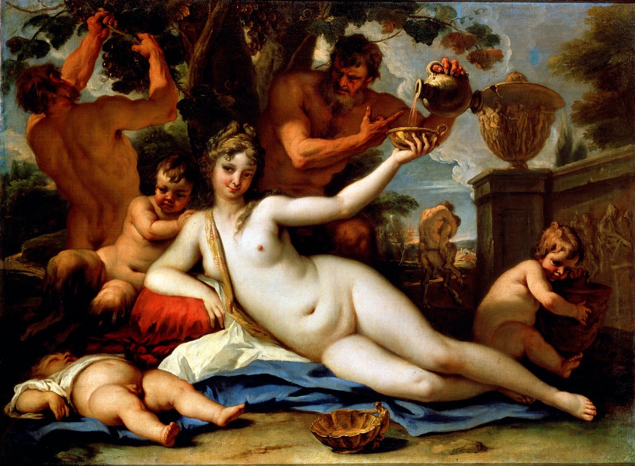 Bachantka i Satyrowie, c1713 autorstwa Sebastiano Ricci