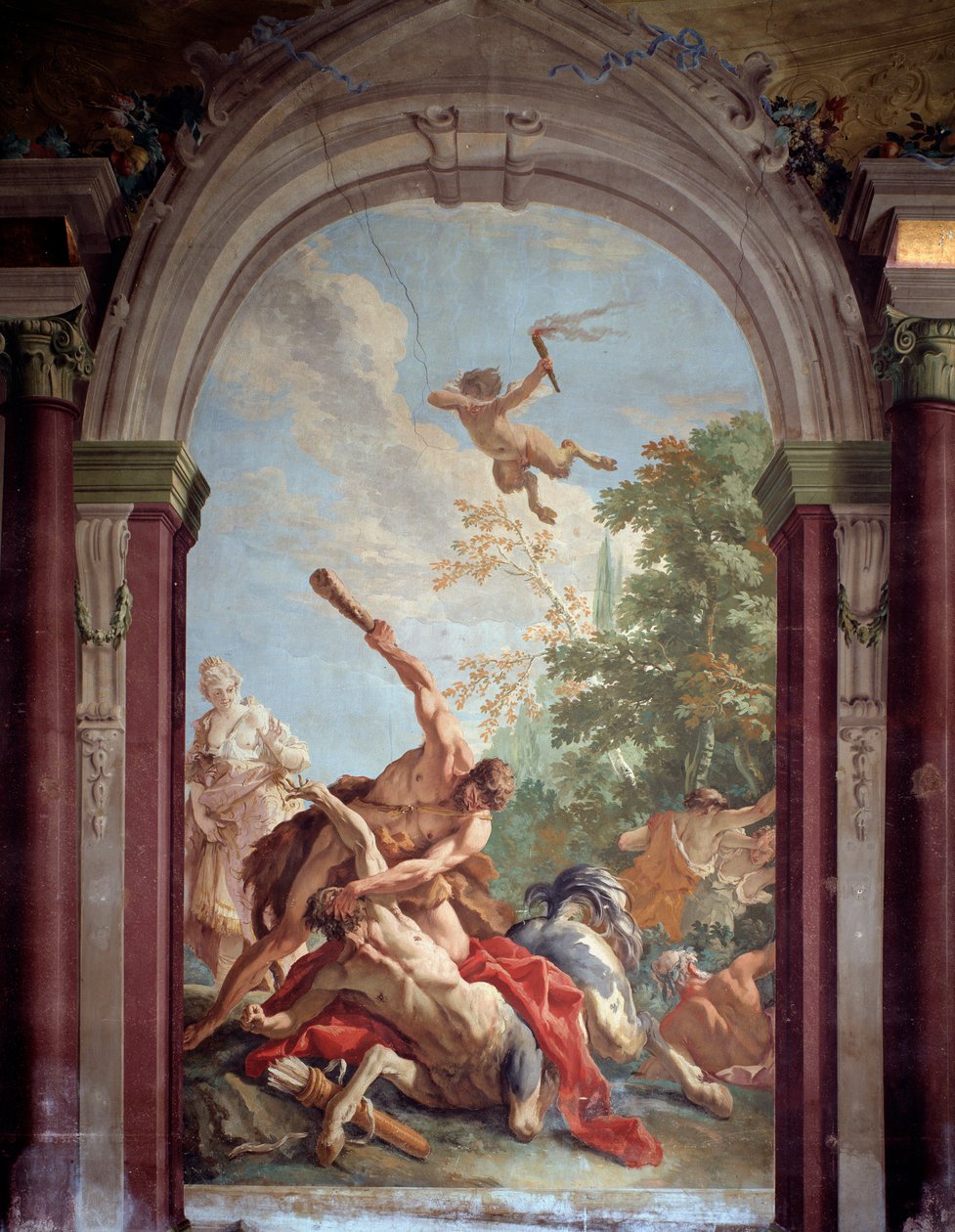 Herakles i centaur Nessos - Fresco autorstwa Sebastiano Ricci