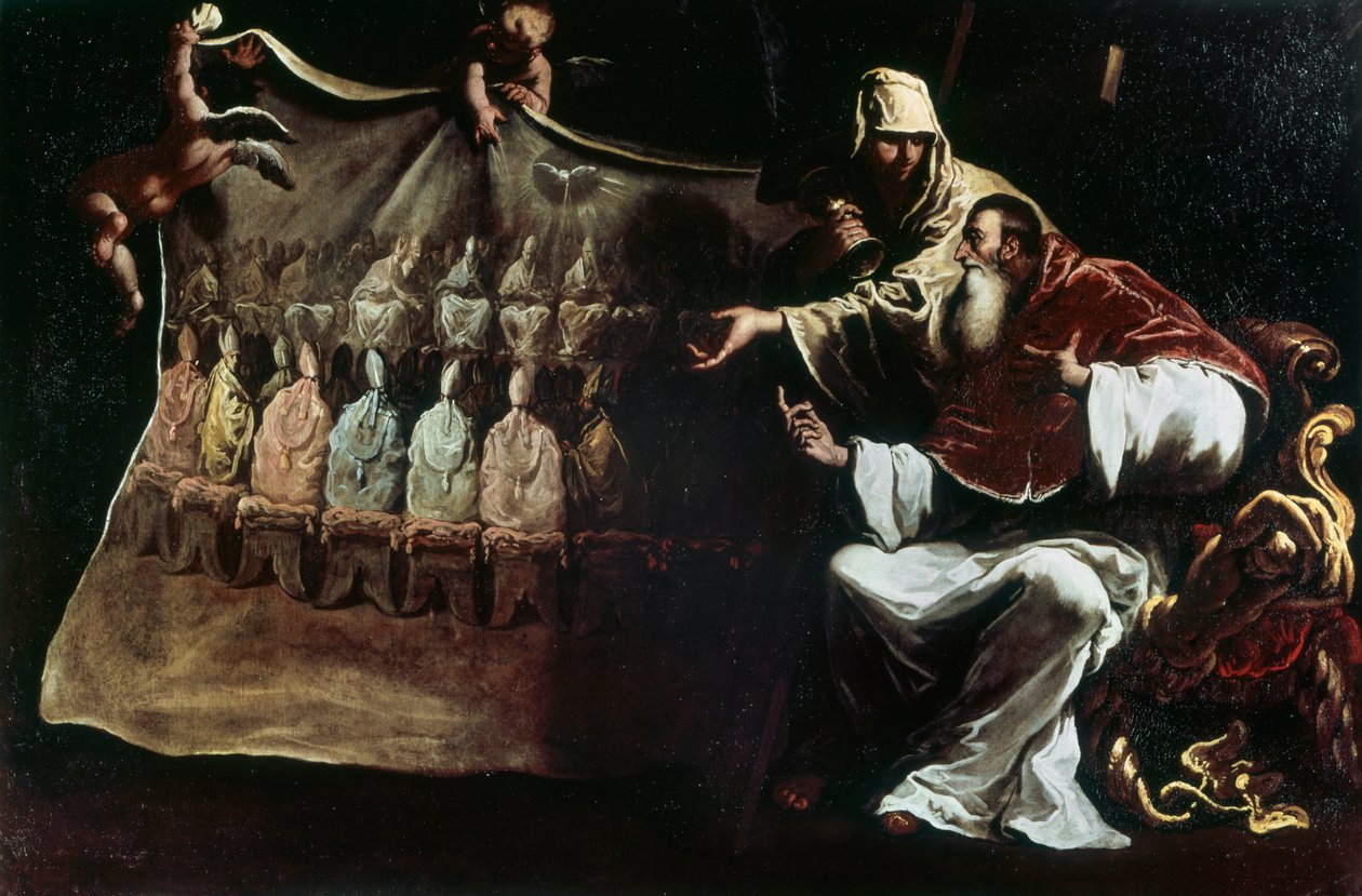 Papież Paweł III zainspirowany wiarą zwołał Sobór Trydencki autorstwa Sebastiano Ricci