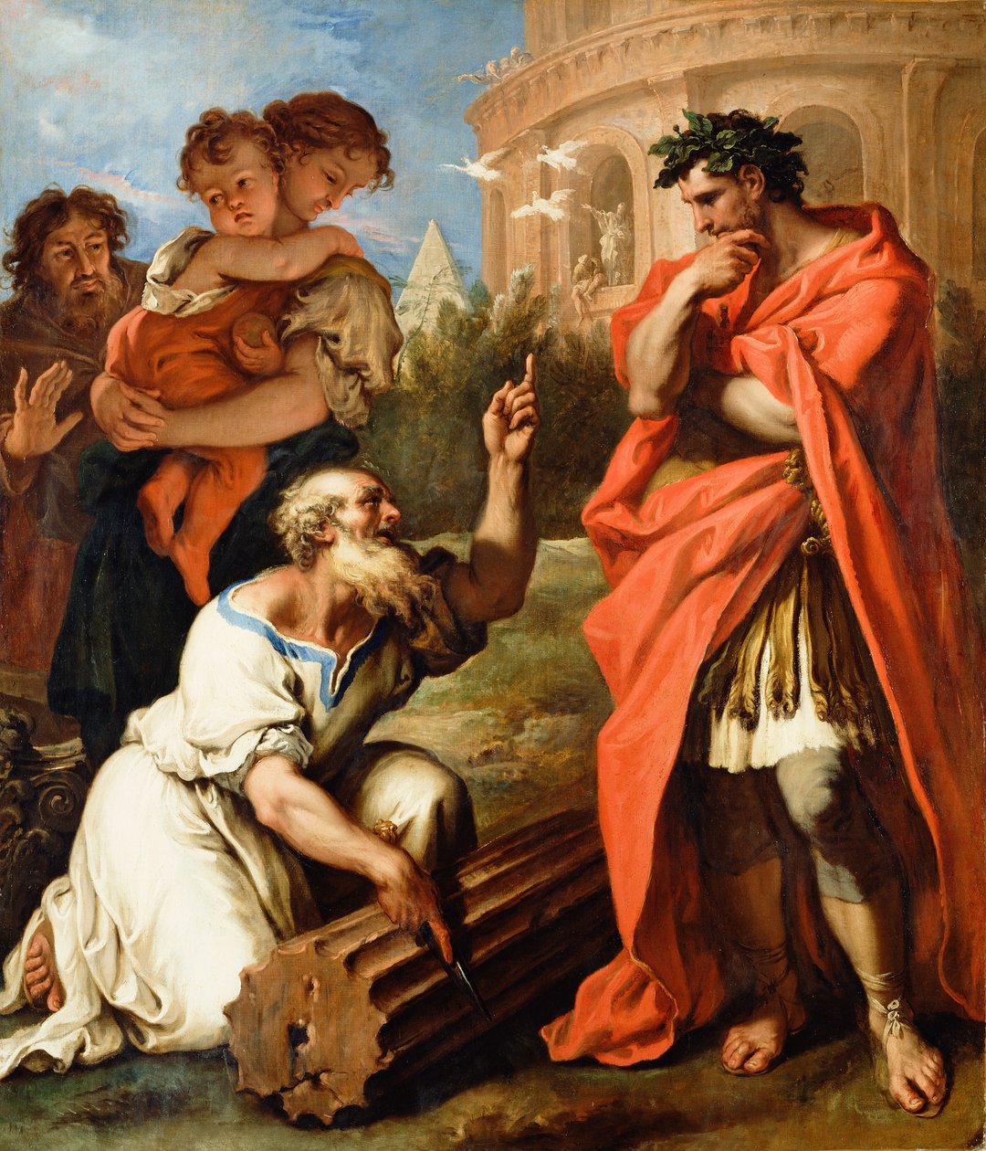 Tarquin Starszy doradzający Attius Navius, ok. 1690 (olej na płótnie) autorstwa Sebastiano Ricci