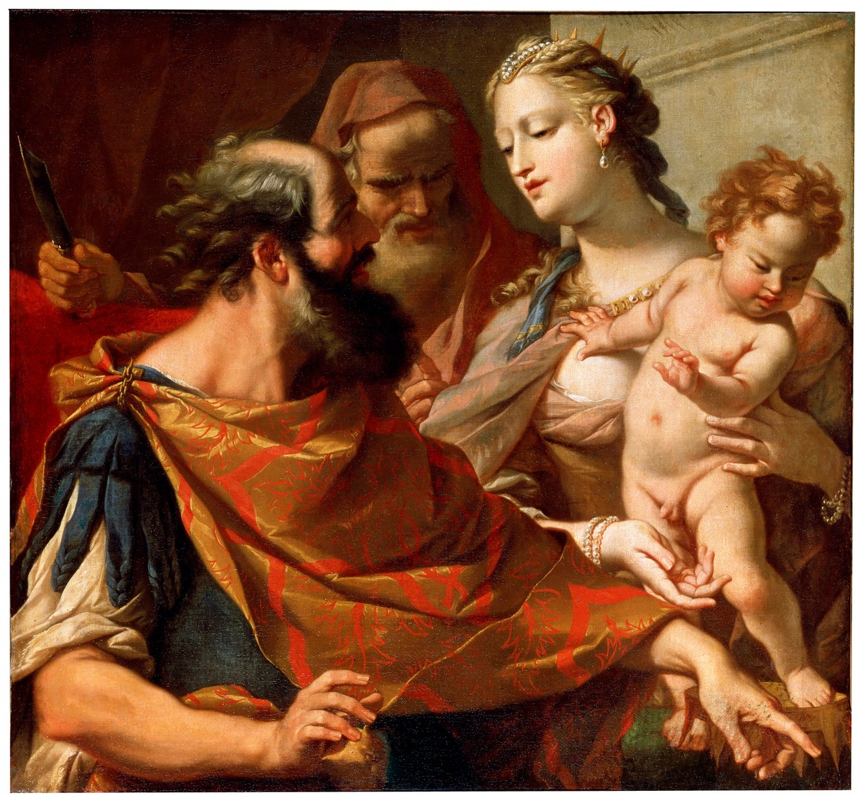Dziecko Mojżesza depczące koronę faraonów, c1685-c1687 autorstwa Sebastiano Ricci