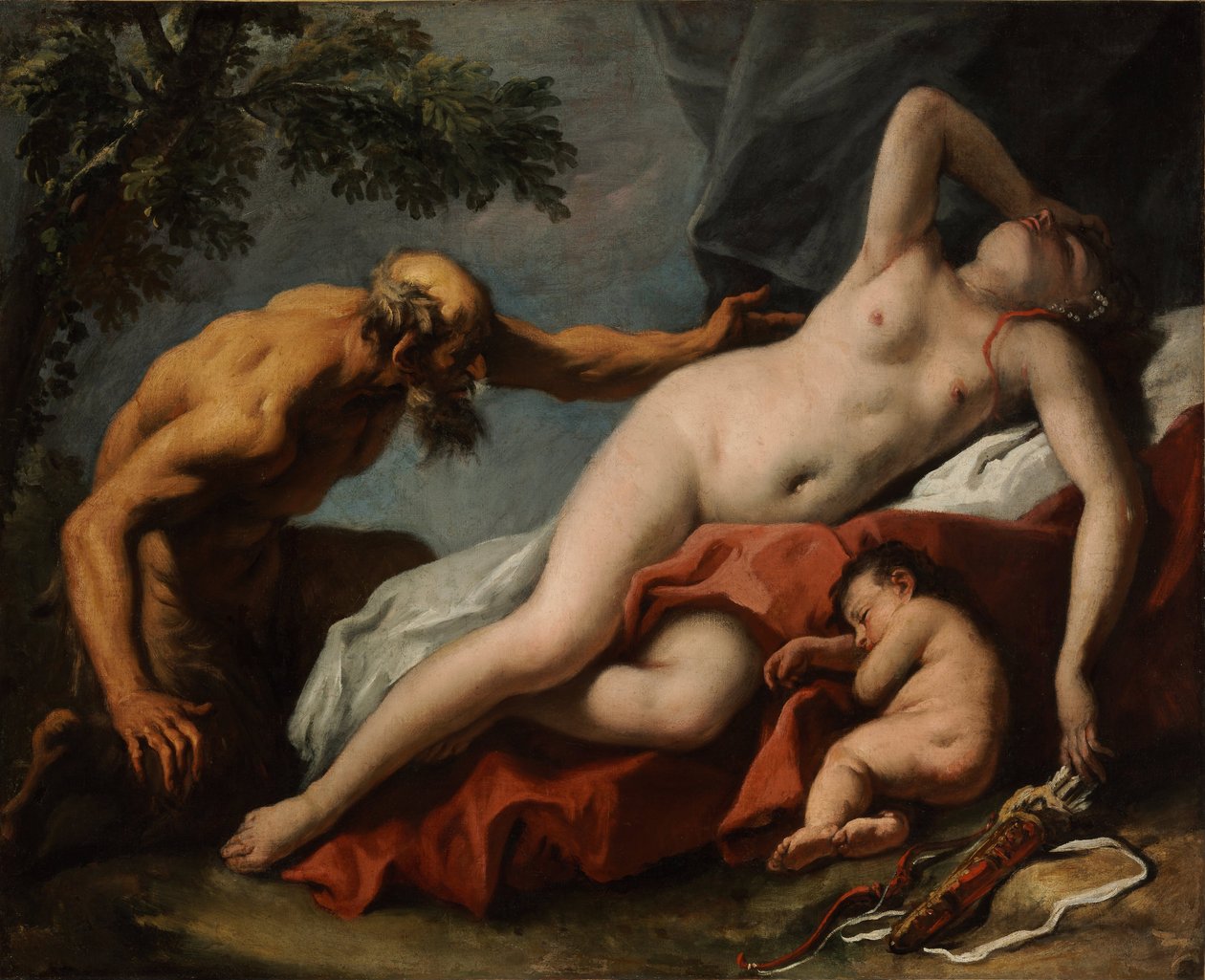 Wenus i Satyr - Obraz Sebastiano Ricci autorstwa Sebastiano Ricci