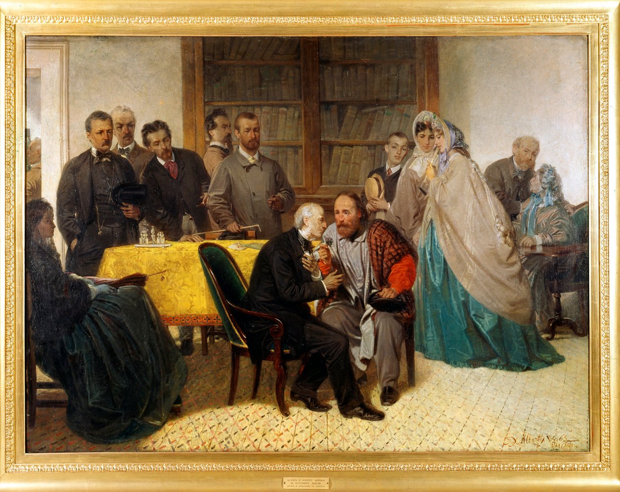 Spotkanie Giuseppe Garibaldiego (1807-1882) i Alessandro Manzoniego (1785-1873) autorstwa Sebastiano de Albertis