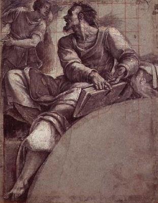 Prorok przemówiony przez anioła (druk) autorstwa Sebastiano del (c.1485 1547) Piombo