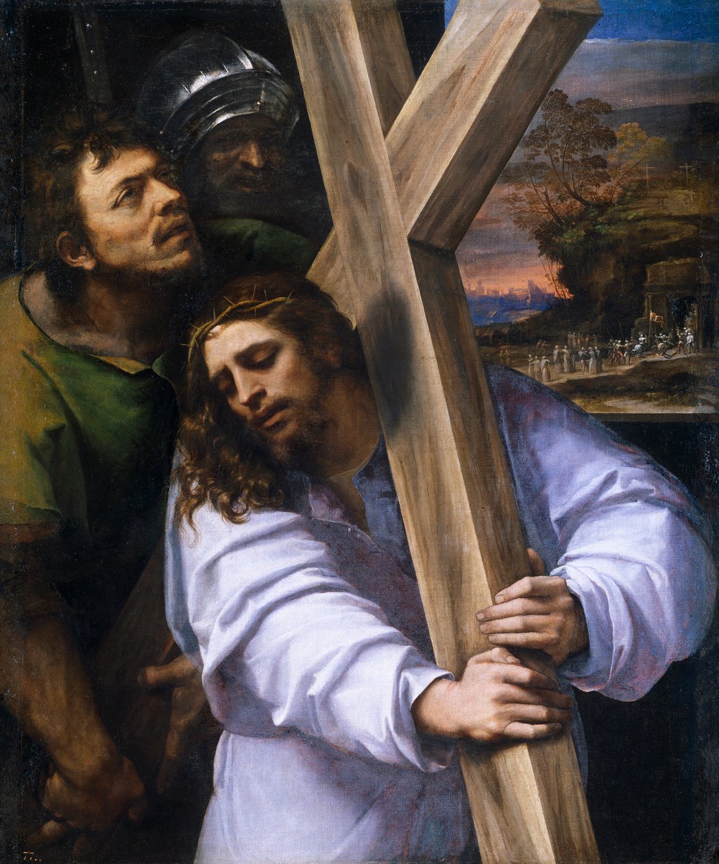 „Chrystus portant sa croix” (Chrystus niosący krzyż) Peinture de Sebastiano del Piombo (1485-1547) vers 1516 Dim 121x100 cm Museo del Prado, Madryt autorstwa Sebastiano del (c.1485 1547) Piombo