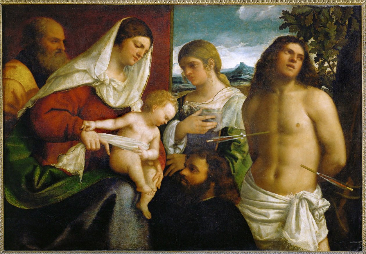 Święta rozmowa ... autorstwa Sebastiano del (c.1485-1547) Piombo