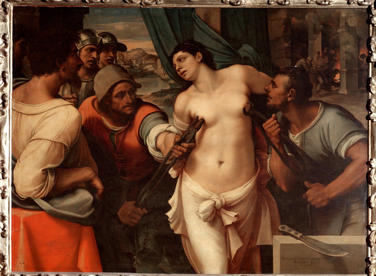 Męczeństwo św. Agaty Sycylii - olej na drewnie autorstwa Sebastiano del (c.1485 1547) Piombo