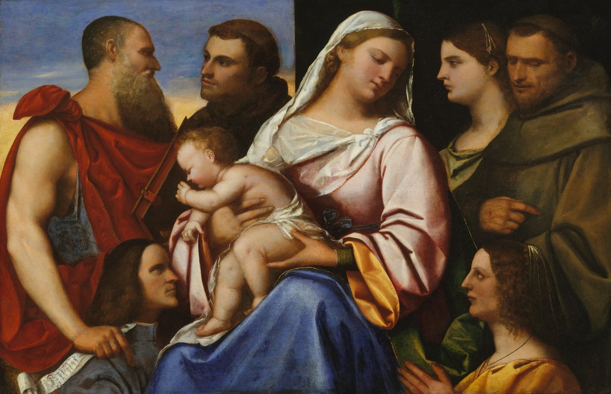 Madonna z Dzieciątkiem ze Świętymi i Darczyńcami. autorstwa Sebastiano del Piombo