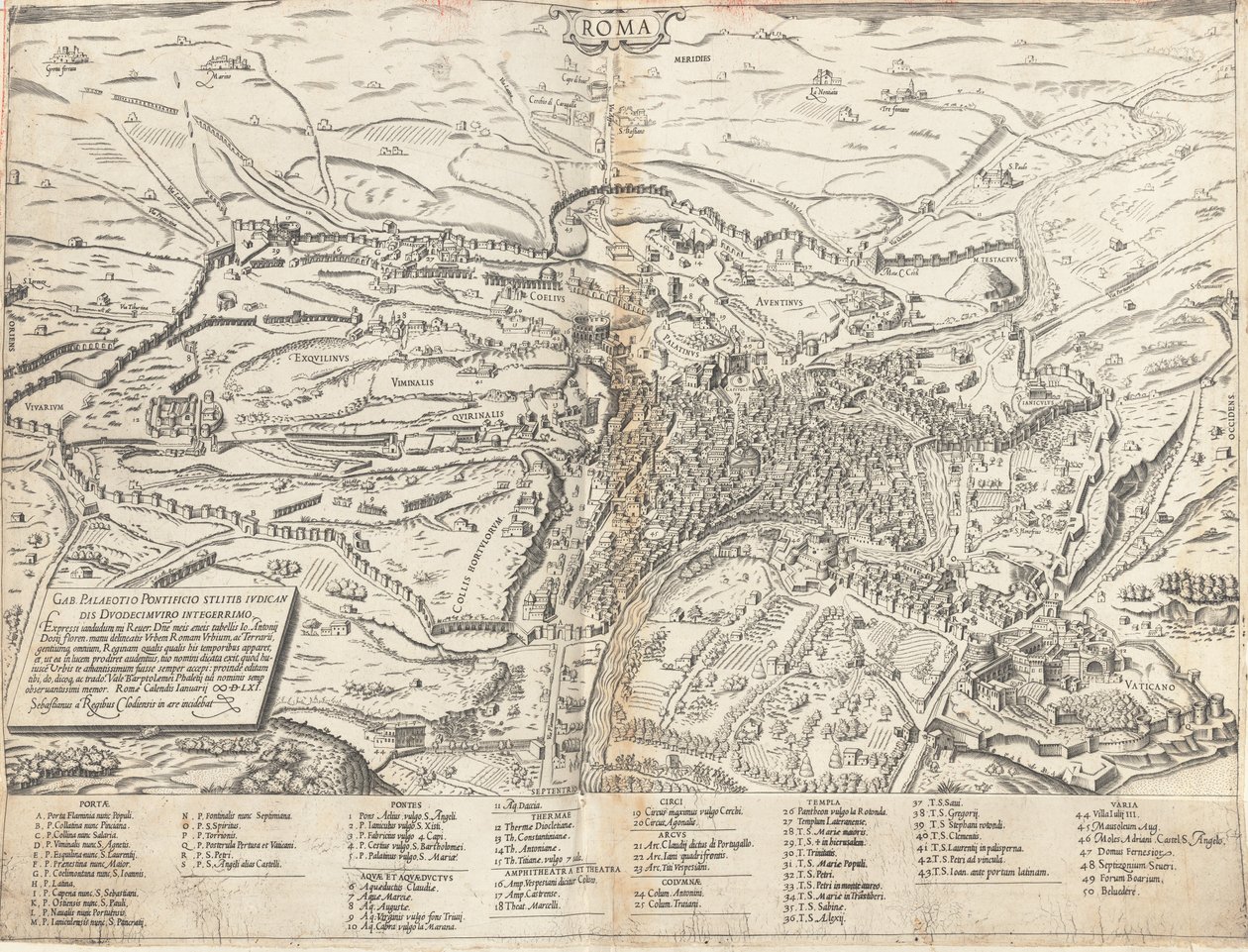 Mapa topograficzna współczesnego Rzymu autorstwa Sebastiano di Re after Giovanni Antonio Dosio