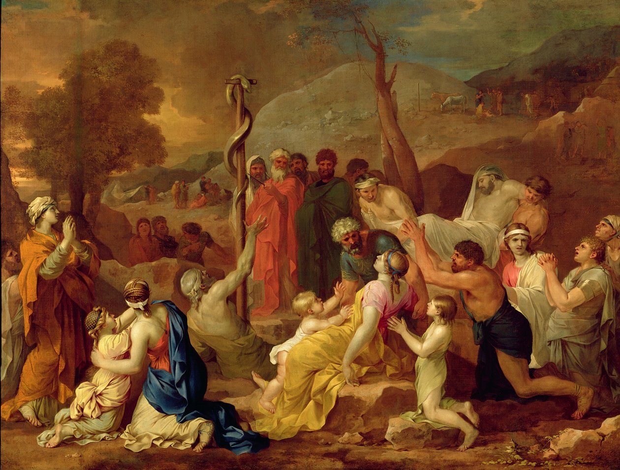Mojżesz i Miedziany Wąż, ok. 1653-54 autorstwa Sébastien Bourdon