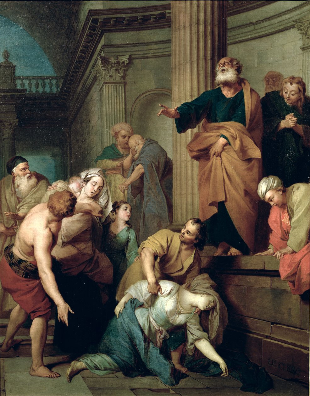 Śmierć Sapfiry, żony Ananiusa autorstwa Sebastien II Le Clerc