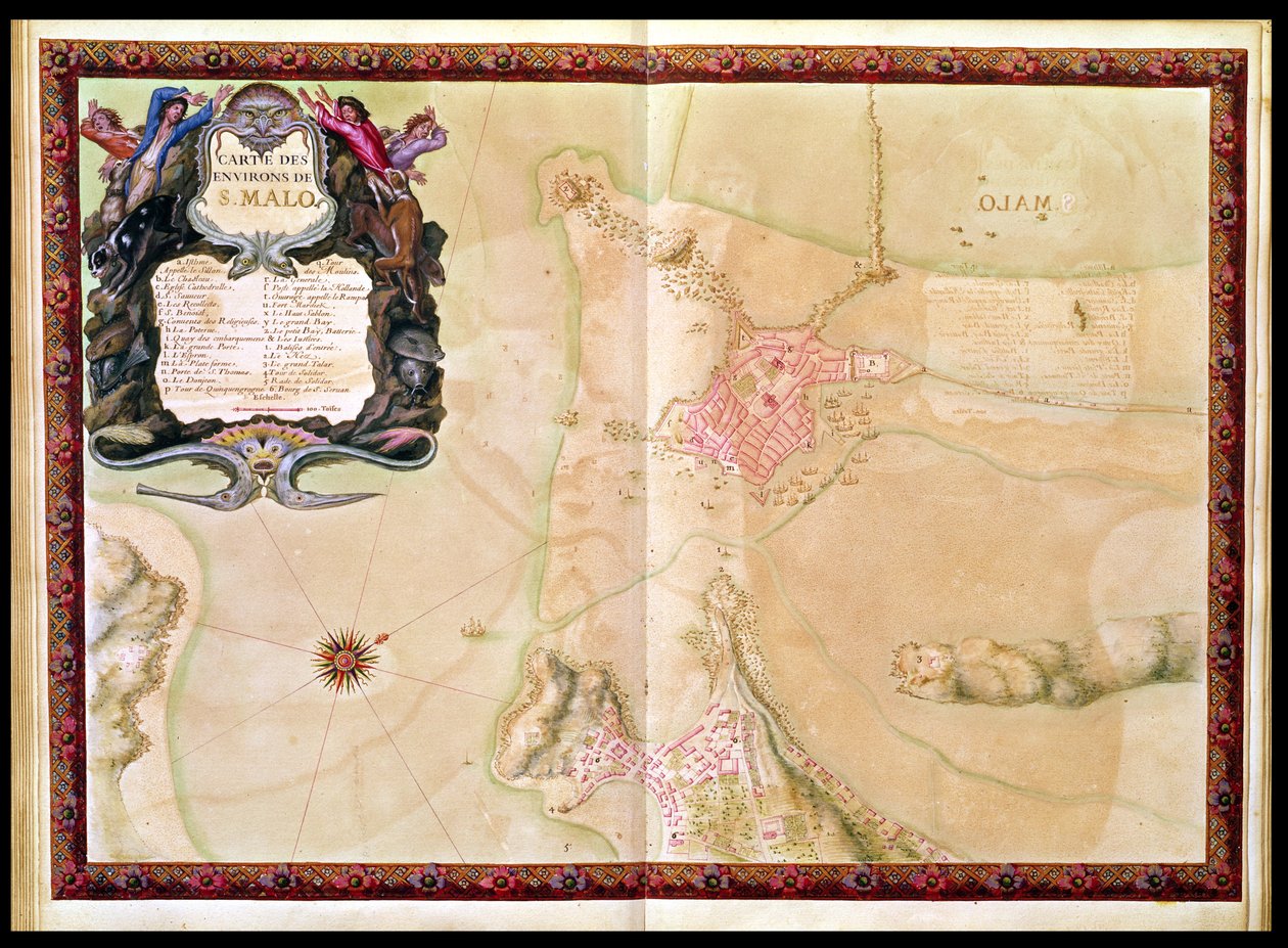 Ms 988 Vol.3 fol.29 Mapa i plan Saint-Malo, z 