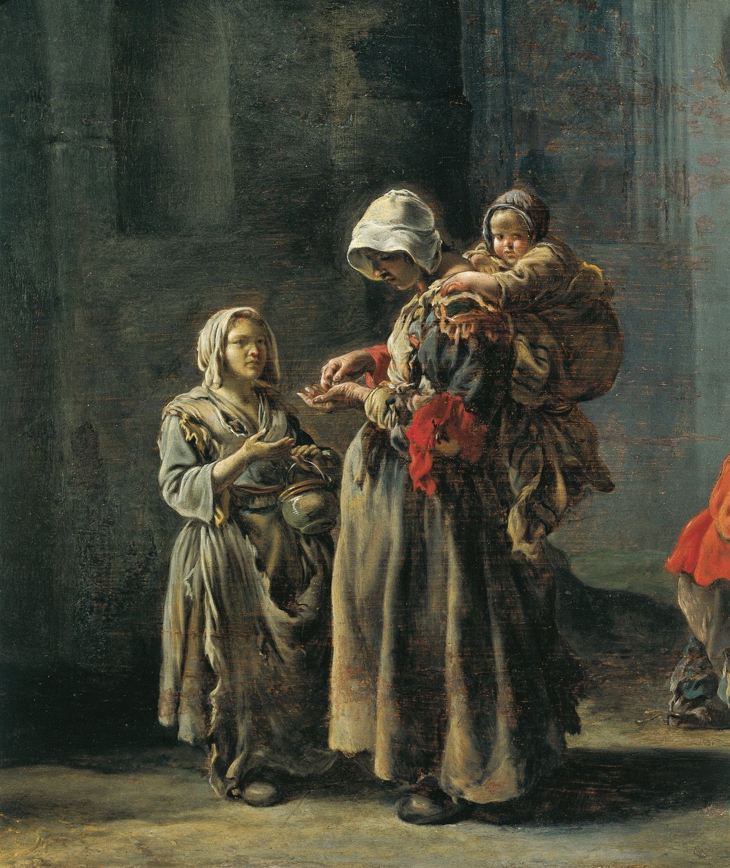 Żebracy, Sebastian Bourdon (1616-1671), fragment autorstwa Sébastien Bourdon