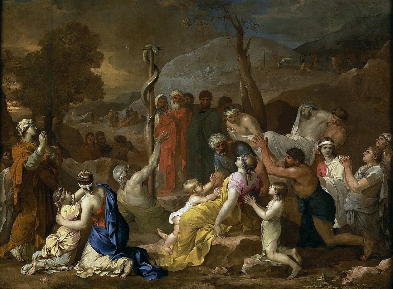 „Brazen Serpent” Obraz Sebastiena Bourdona (1616-1671) 1653-1654 Madryckie Muzeum Prado autorstwa Sébastien Bourdon