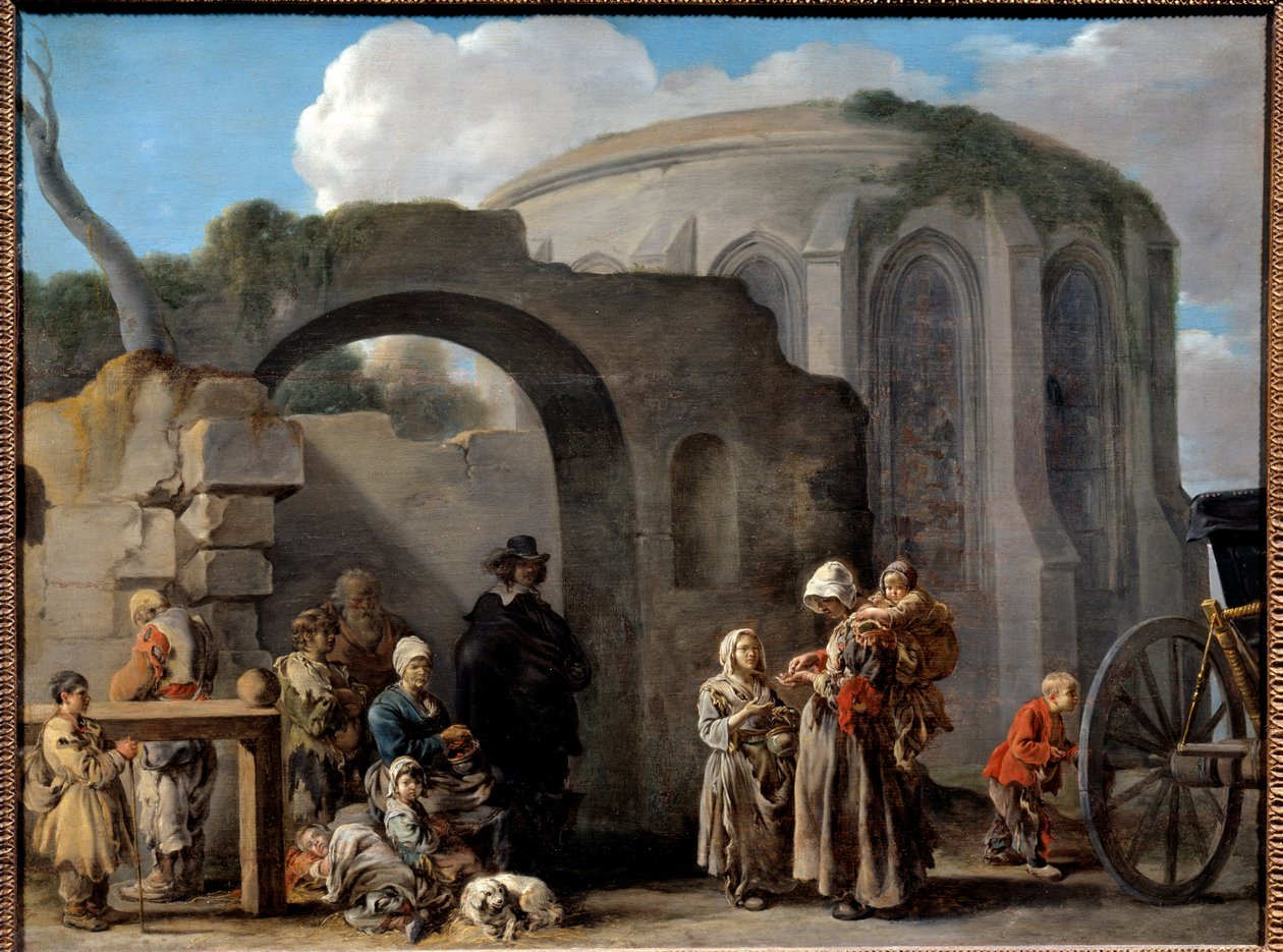Les beggars Obraz Sebastiena Bourdona (1616-1671) XVII w. Nd. 0,49x0,65m² autorstwa Sébastien Bourdon