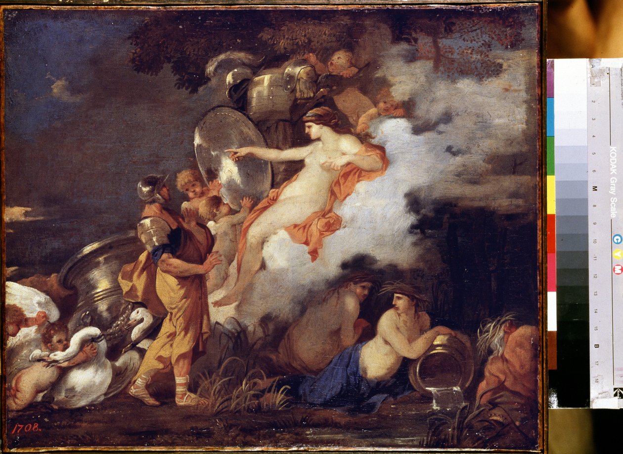„Wenus i Eneasz” (Wenus i Eneasz) Wenus ukazuje się swojemu synowi Eneaszowi, aby pomóc mu w jego podróży. Obraz Sebastiena Bourdona (1616-1671) 1650-1660 Wymiary 45,5x54,5 cm Ermitaż, Sankt Petersburg autorstwa Sébastien Bourdon