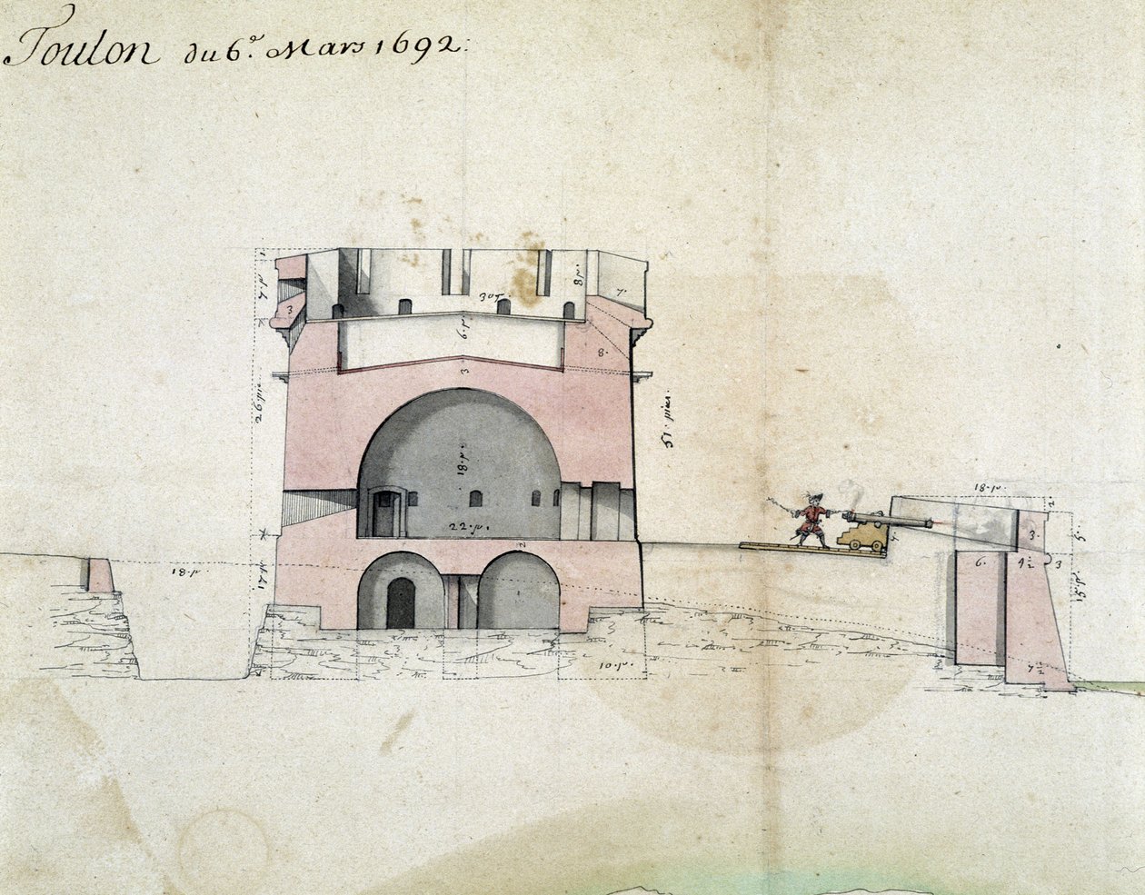 Fortyfikacja Toulon przez Vaubana w dniu 06.03.1692 autorstwa Sebastien Le Prestre de Vauban