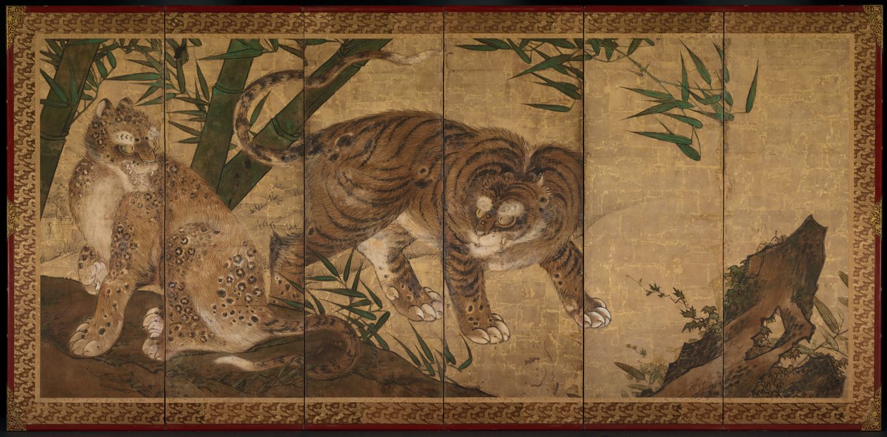 Tygrys i lampart, 1668. autorstwa Sekkei Yamaguchi