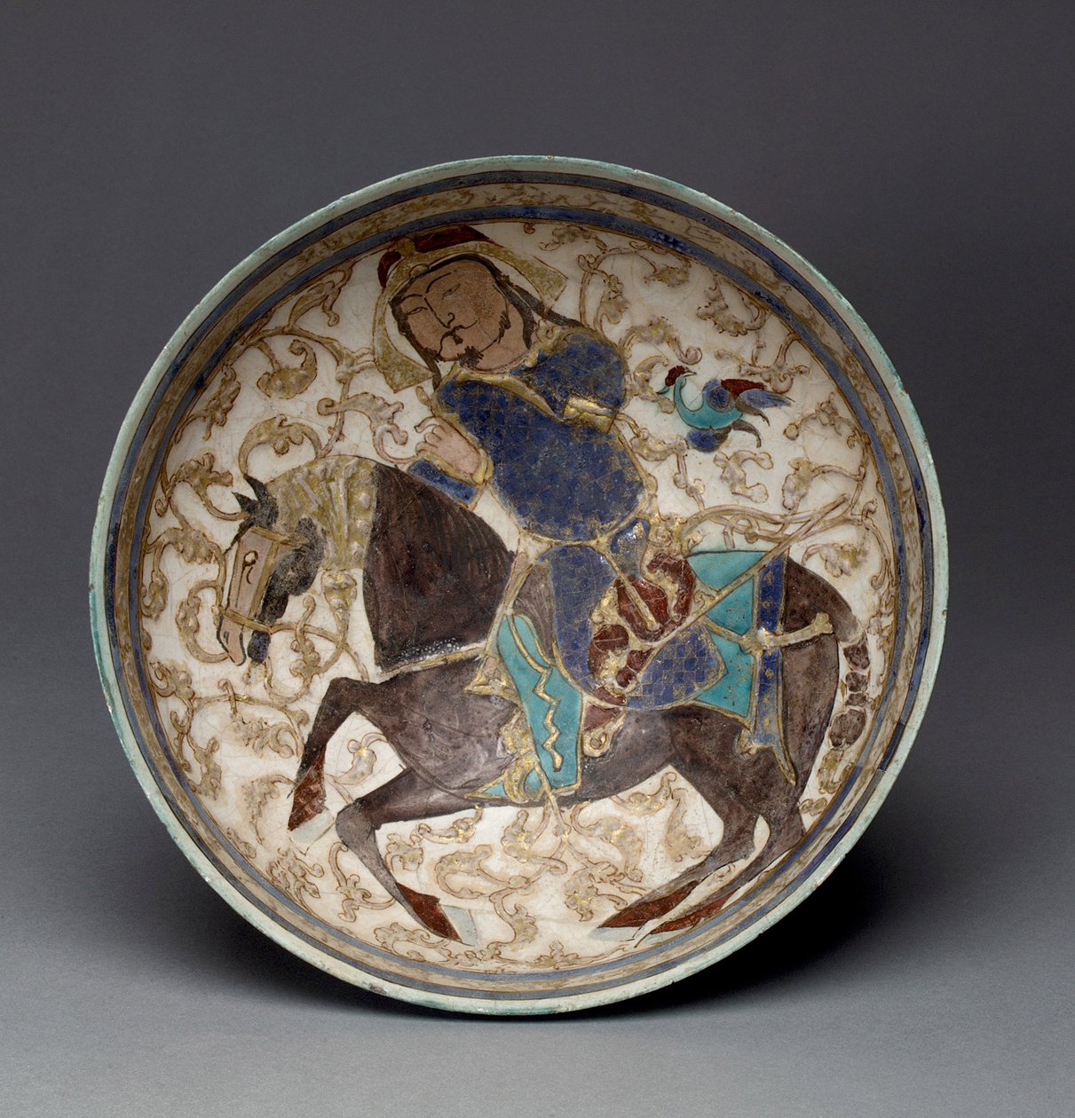 Miska z księciem na koniu z Iranu (dekorowana kamienna pasta) autorstwa Seljuq Dynasty Seljuq Dynasty