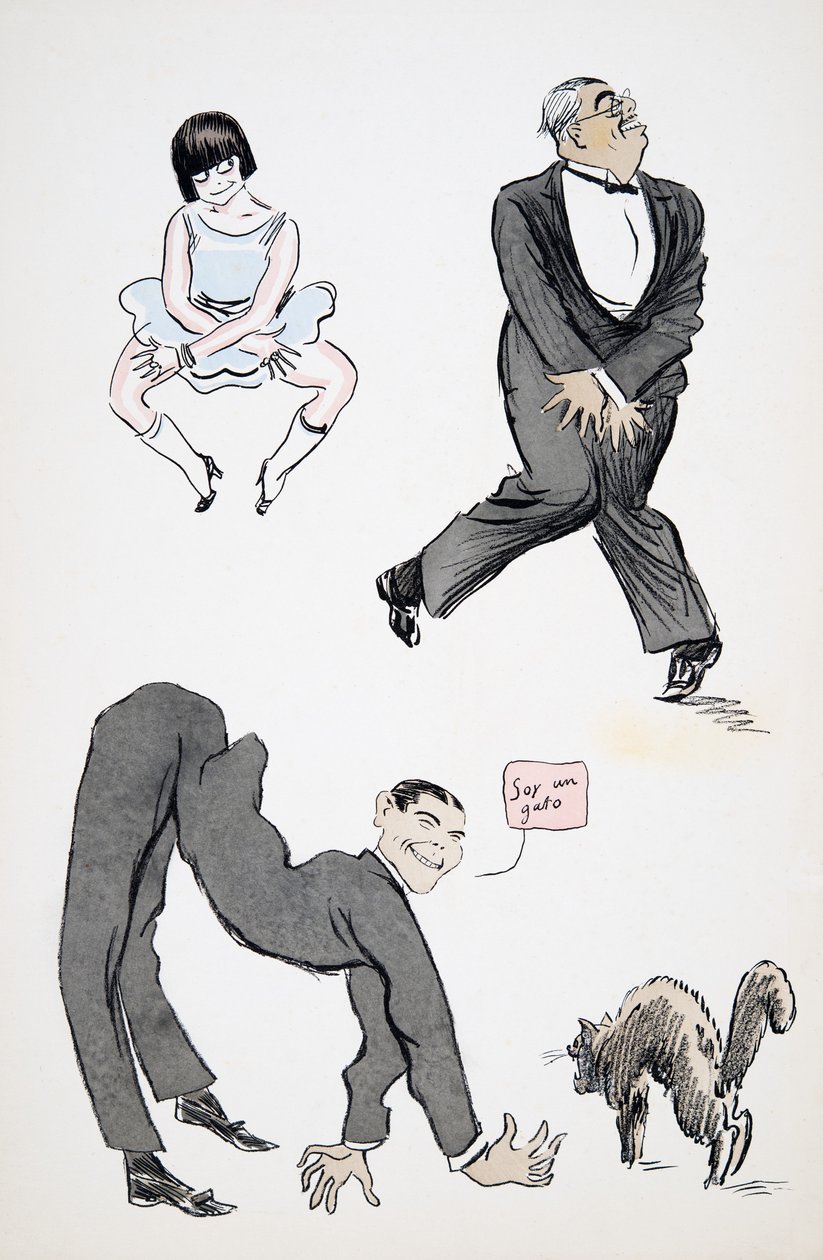 Pokaz różnych nowoczesnych ruchów nóg do muzyki, od White Bottoms, pub. 1927 (kolorowy druk blokowy) autorstwa Sem
