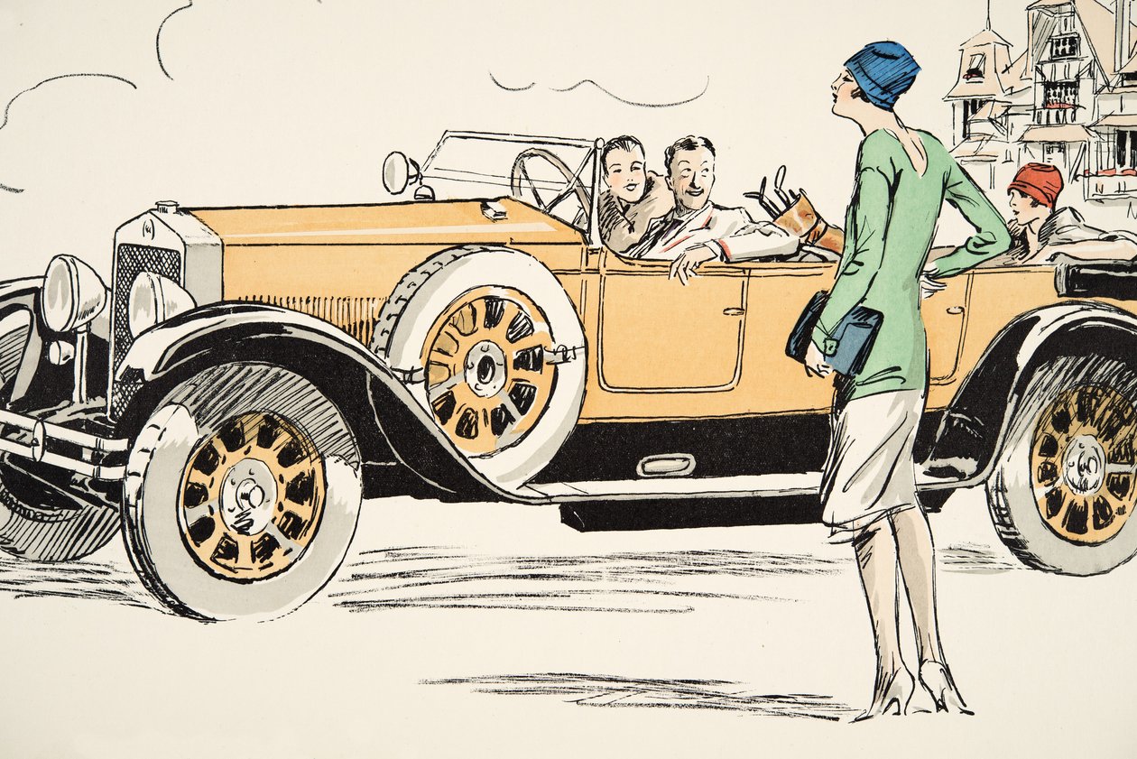 Gra w golfa w Deauville, z White Bottoms, pub. 1927 (kolorowy druk blokowy) autorstwa Sem