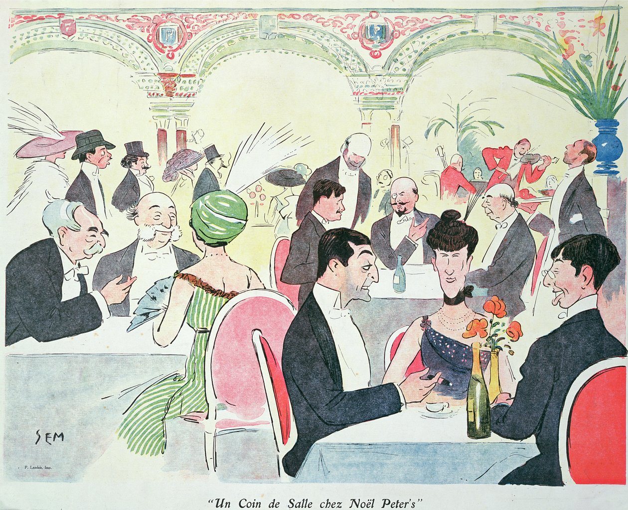 Restauracja Noel Peter w Paryżu, 1914 r. autorstwa Sem