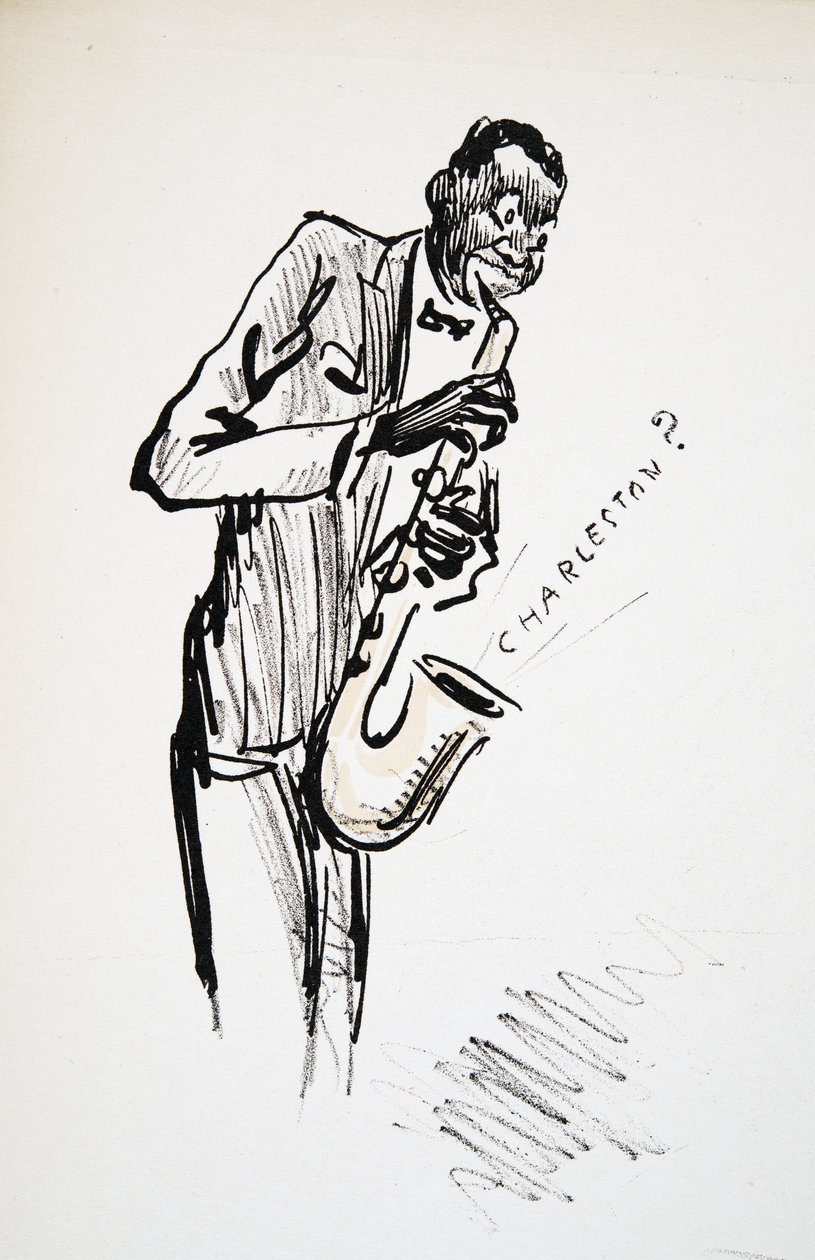 Saksofonista, z White Bottoms, wyd. 1927 (kolorowy druk blokowy) autorstwa Sem