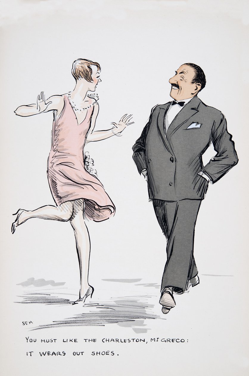 Musi pan lubić Charleston, panie Greco, to się zużywa buty., z White Bottoms, pub. 1927 (kolorowy druk blokowy) autorstwa Sem