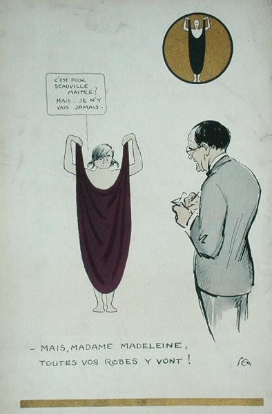 Rysunek artystyczny Madeleine Vionnet (1876-1975) z „Le Nouveau Monde” autorstwa Sem