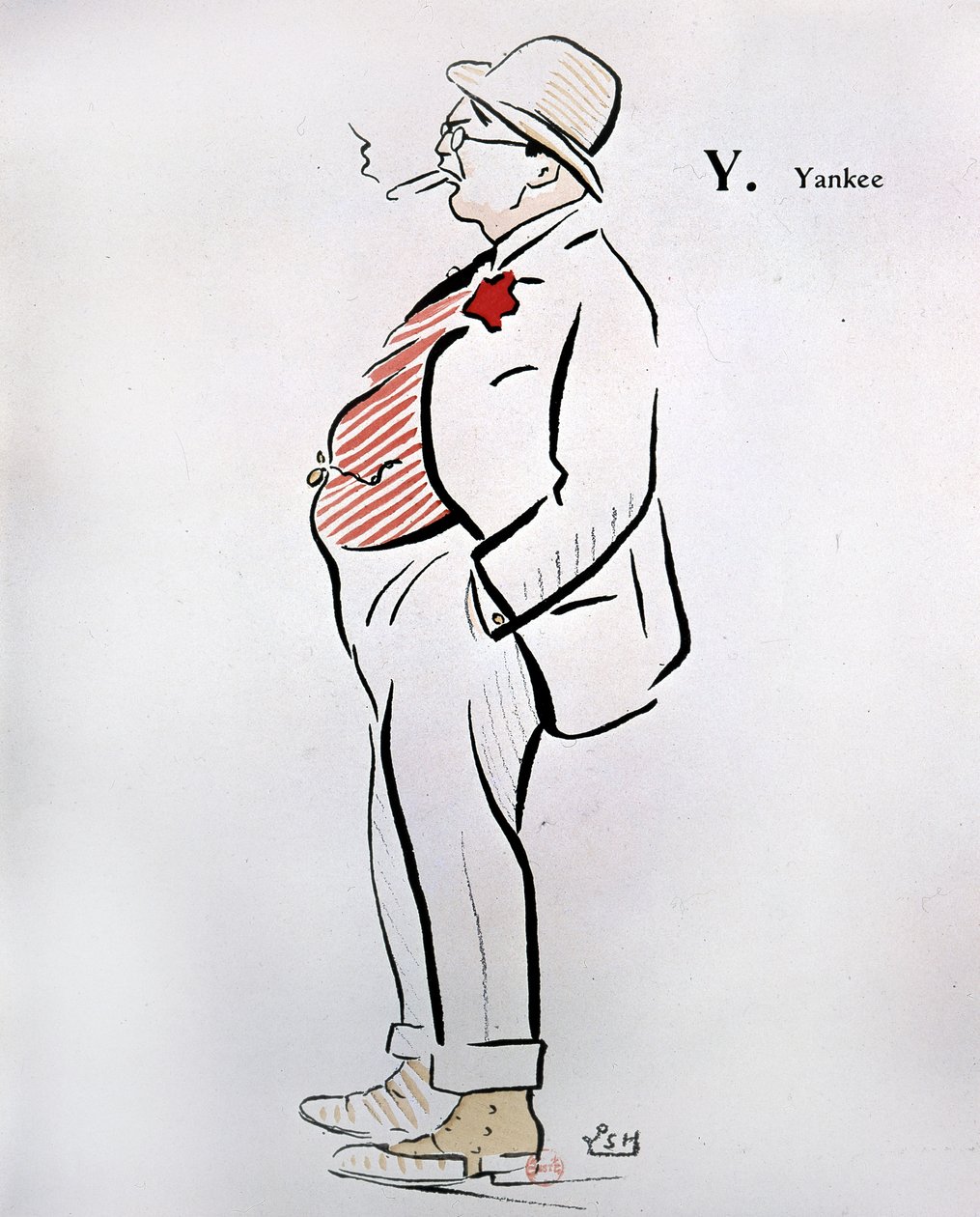 Karykatura Amerykanina w „Alfabet Sem” (1863 - 1934), Y jak Yankee, b.d., XX wiek. autorstwa Sem