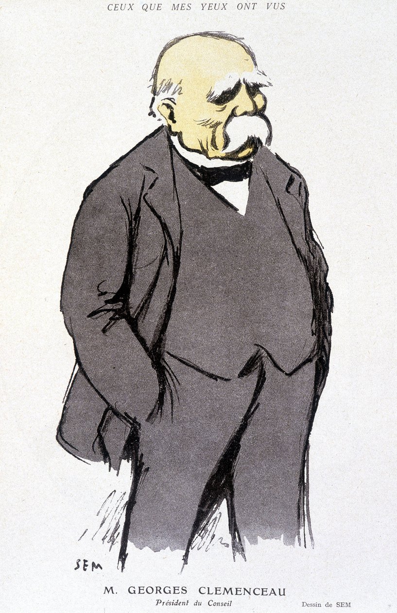 Portret Georges Clémenceau - dess. Sema (1863 - 1934), w „Fantasio” lub 1.02.1918, nr. 265 autorstwa Sem