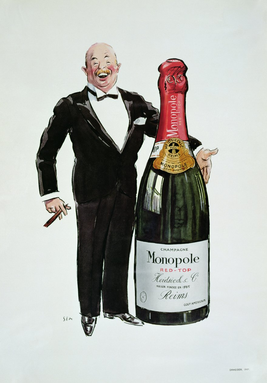 Reklama szampana Heidsieck, ok. 1910 r. autorstwa Sem