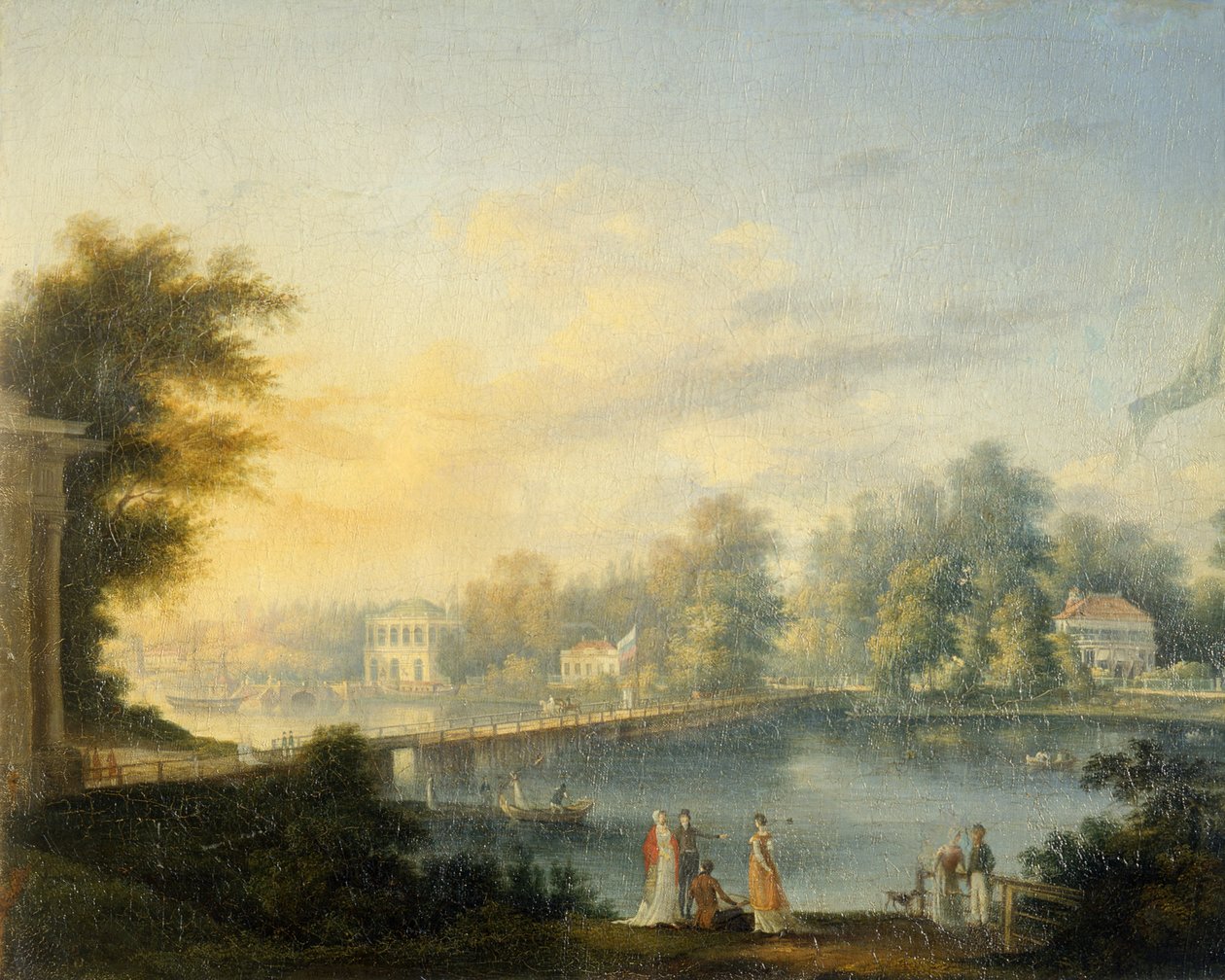 Widok na Bolszaję Newę i Daczy Stroganowa, 1804 r autorstwa Semen Fedorovich Shchedrin