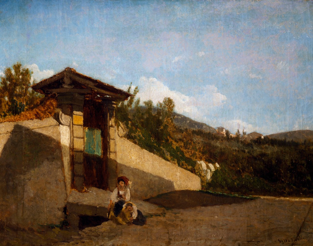 Portyk Villa Toscana, ok. 1861 (olej na płótnie) autorstwa Serafino de Tivoli